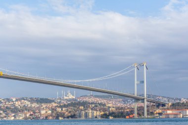 Görünüm 15 Temmuz şehit köprü ya da gayri resmi olarak Boğaziçi Köprüsü olarak da adlandırılır ilk köprü boğaz Istanbul,Turkey.03 Ocak 2018