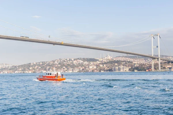 View July Martyrs Bridge Unofficially Bosphorus Bridge Also Called First — Stock Photo, Image