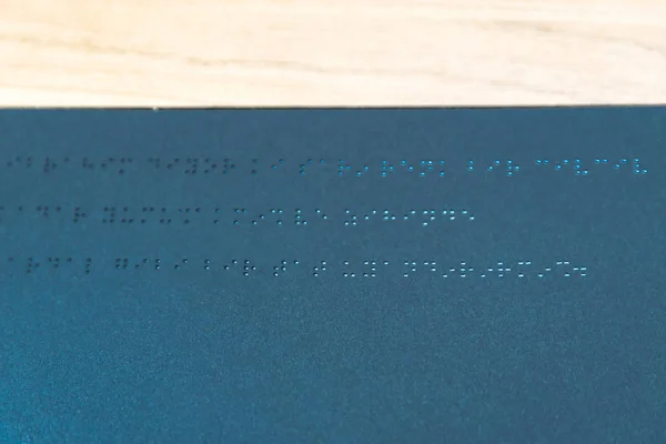 Top View Black Page Book Written Braille Alphabet Blind People — Fotografia de Stock