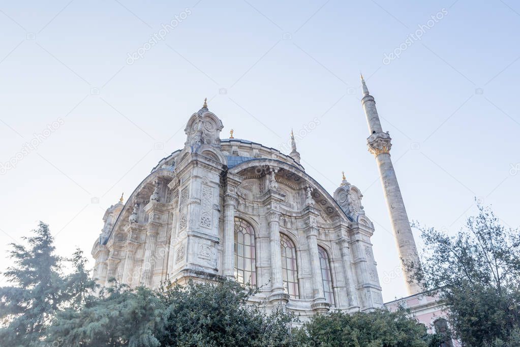 Exterior view of Ortakoy Mosque near bosphorus in Istanbul,Turkey.