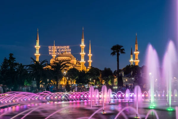 Sultanahmet Camii Manzaralı Çeşme Planda Sultanahmet Park Istanbul Turkey Haziran — Stok fotoğraf