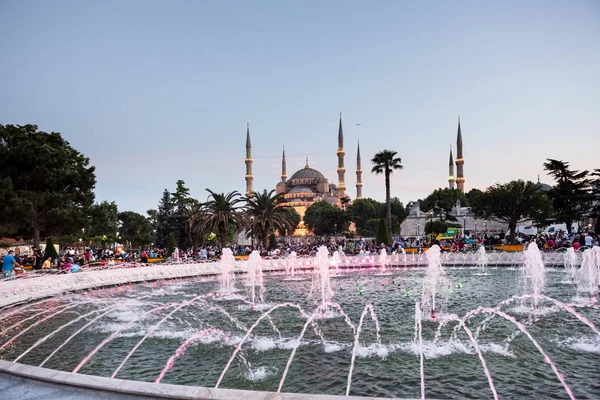 Sultanahmet Camii Manzaralı Çeşme Planda Sultanahmet Park Istanbul Turkey Haziran — Stok fotoğraf