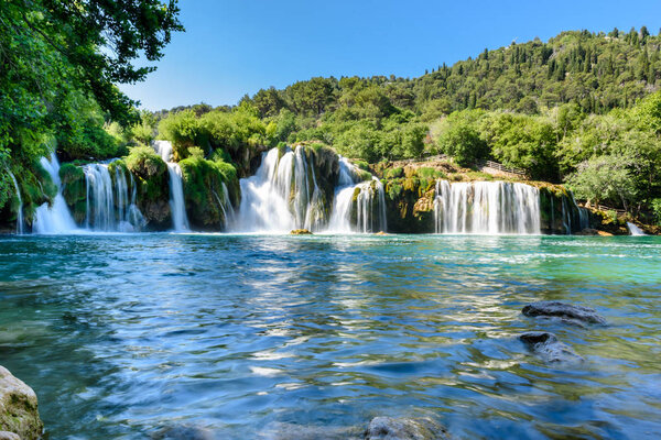 View of waterfall Skradinski Buk in Krka National Park ,one of the Croatian national parks in Sibenik,Croatia.