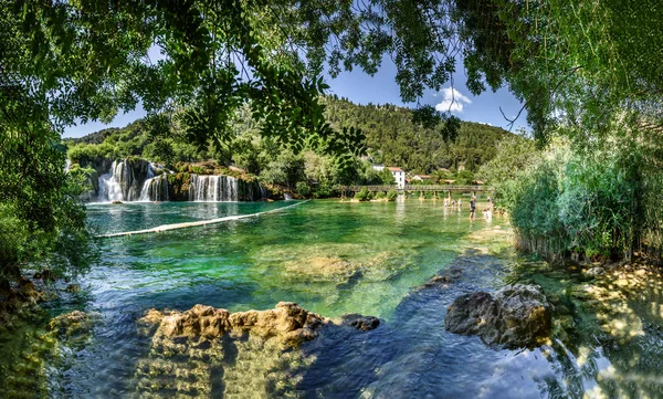 Vista Cachoeira Skradinski Buk Parque Nacional Krka Dos Parques Nacionais — Fotografia de Stock