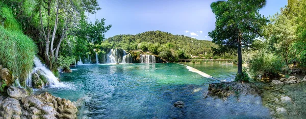 Видом Водоспад Skradinski Бук Національний Парк Крка Один Хорватська Національних — стокове фото