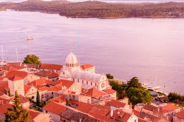St James Katedrali Sibenik, Hırvatistan hava en iyi gün görünümü.