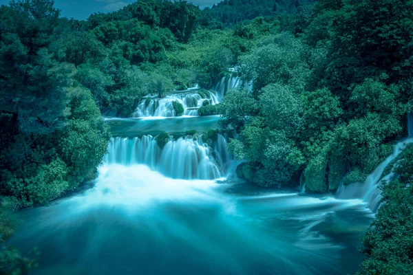 Hosszú Expozíció Krka Nemzeti Park Egyik Horvát Nemzeti Parkok Šibenik — Stock Fotó