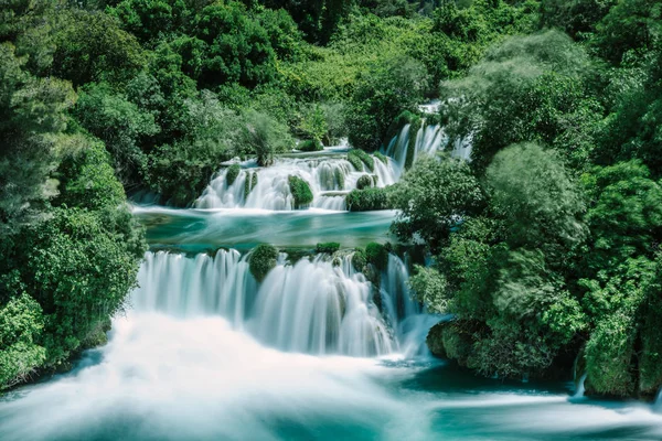 Longa Exposição Cachoeira Parque Nacional Krka Dos Parques Nacionais Croatas — Fotografia de Stock