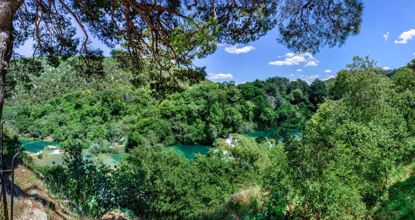 Panoramisch Uitzicht Waterval Krka National Park Één Van Kroatische Nationale — Stockfoto