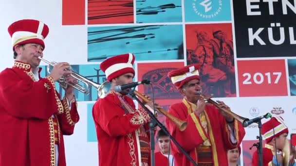 Istanbul Turkey May 2017 Traditional Military Fanfare Mehter Performs Show — Stock Video