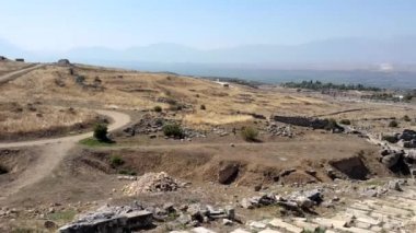 Hierapolis, Pamukkale, Türkiye antik kalıntılar görünümünü. Dünya Mirası. 25 Ağustos, 2017.