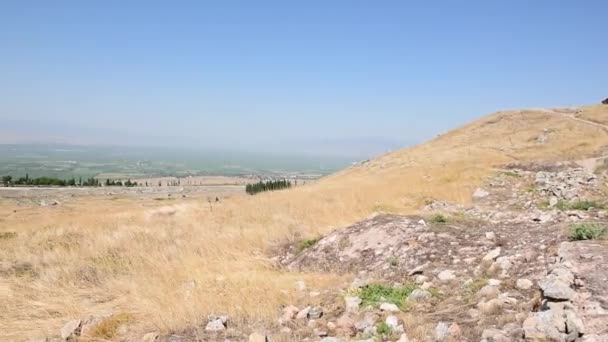View Ancient Ruins Hierapolis Pamukkale Turkey World Heritage August 2017 — Stock Video