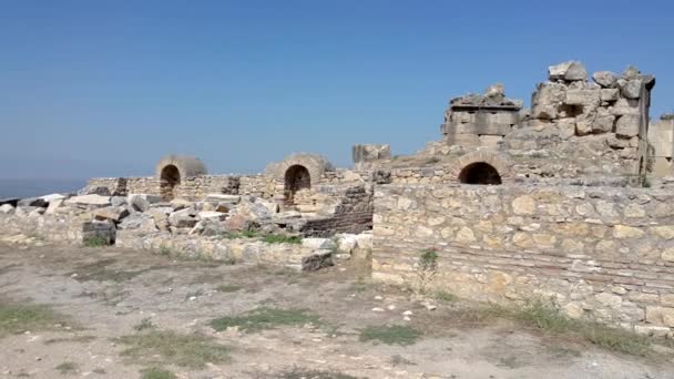 Vew Martyrion Saint Philip Ruínas Antigas Hierapolis Pamukkale Turquia Património — Vídeo de Stock