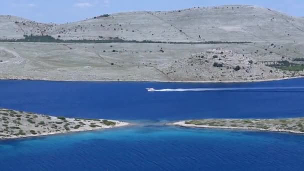 Pohled Národní Park Kornatské Ostrovy Přístav Pro Jachty Plachetnice — Stock video