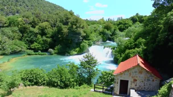 Luftaufnahme Des Wasserfalls Nationalpark Krka Einem Der Berühmtesten Nationalparks Der — Stockvideo