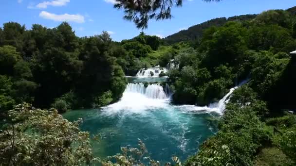 Şelale Krka Ulusal Hava Görünümünü Ünlü Ulusal Parklarından Biri Olan — Stok video