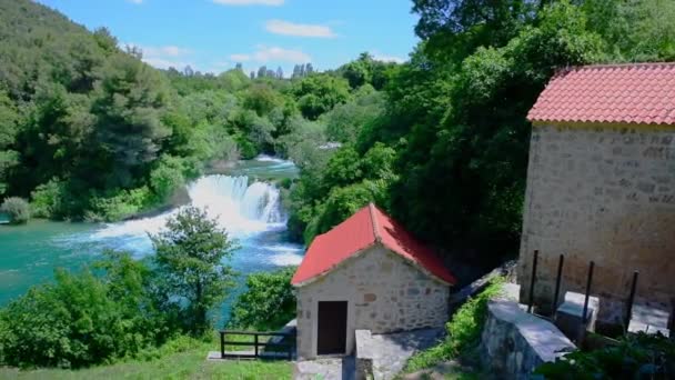 Aerial View Waterfall Krka National Park One Most Famous National — Stock Video