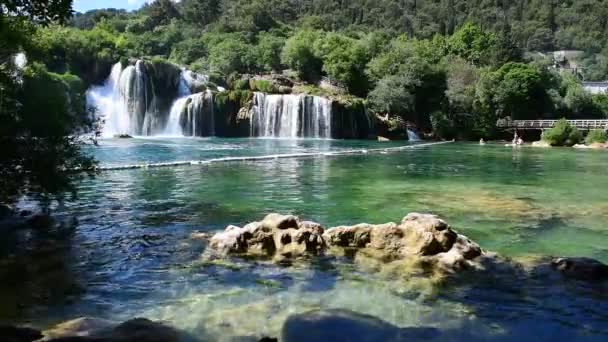 View Waterfall Skradinski Buk Krka National Park One Most Famous — Stock Video