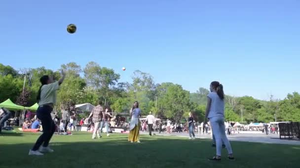 Istanbul Turkey May 2017 Unidentified Youngs Playing Volleyball Garden Party — Stock Video