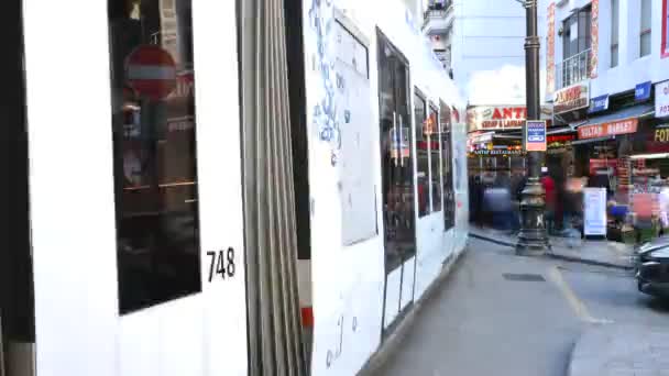 Shot Tramway Heavy Traffic Sirkeci District Istanbul Turkey May 2018 — Stock Video