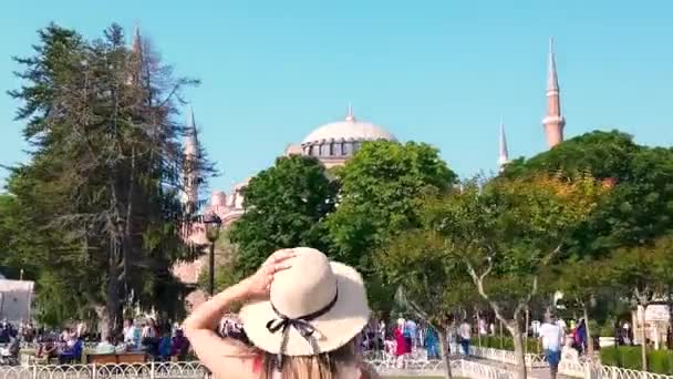 Hyperlapse Video Unidentfied Insanlar Etrafında Yürümek Ayasofya Müzesi Keşfetmek Istanbul — Stok video