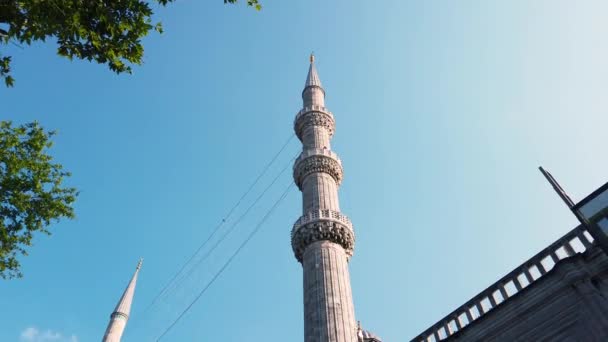 蓝色清真寺或苏丹阿赫迈特清真寺的外景 土耳其伊斯坦布尔的热门地标 — 图库视频影像