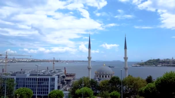 Time Lapse Summer Landscape View Istanbul City Bosporus Europe Side — стоковое видео
