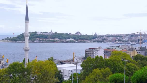 Καλοκαιρινή Θέα Στο Τοπίο Της Κωνσταντινούπολης Του Βοσπόρου Και Της — Αρχείο Βίντεο
