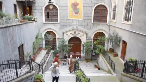 Kerk Van Mary Draperis Een Katholieke Kerk Gebouwd 1584 Beyoglu — Stockvideo