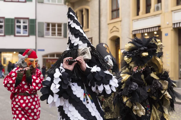 Basel Carnival Nadelberg Basel Switzerland February 21St 2018 Close Beautiful — Stock Photo, Image