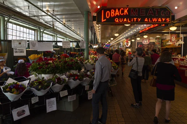 Seattle Pike Place openbare markt bloem stand — Stockfoto