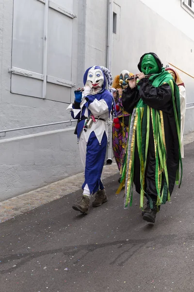 Basel carnival 2019 two piccolo flute players — Stock Photo, Image