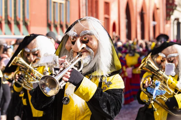 Carnaval de Basileia 2019 trompetista — Fotografia de Stock