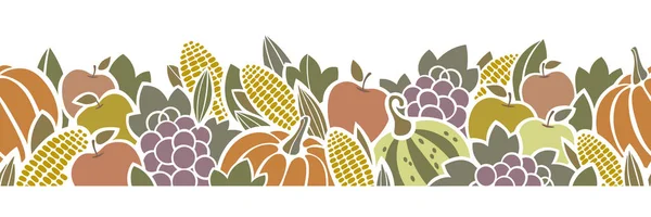 Otoño cosecha de Acción de Gracias frontera sin fisuras con frutas y verduras . Vector De Stock