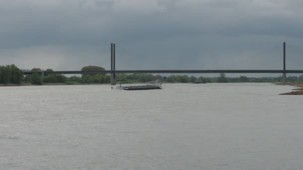 Schiff Auf Dem Rhein Stromaufwärts — Stockvideo