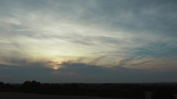 Sonnenuntergang Zur Blauen Stunde Blick Vom Monreberg Kalkar Zeitraffer — Stockvideo