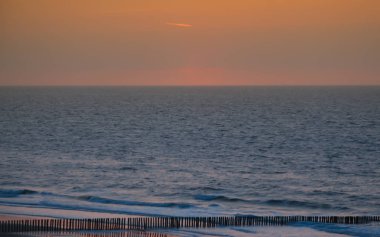 gün batımında Kuzey Denizi, cadzand, Hollanda