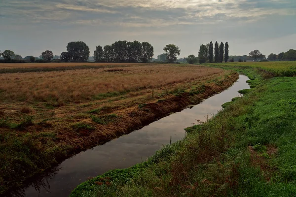 Lower rhine landscape on a cloudy summer morning, Germany