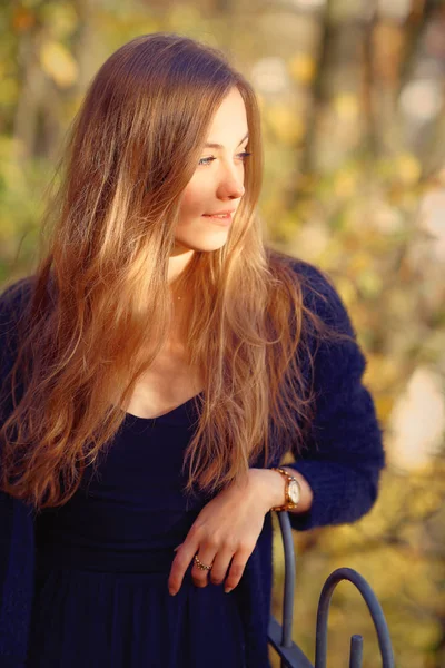 Genç Bir Kadının Portresi Sonbahar Karamsar Renkler — Stok fotoğraf