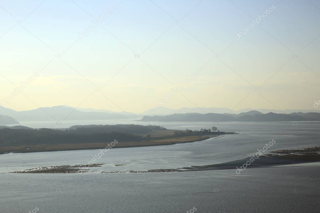 Han River, with South Korea to the Left and North Korea to the Right