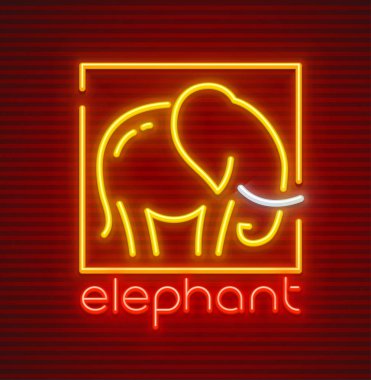 Fil hayvan siluet neon işareti simgesi