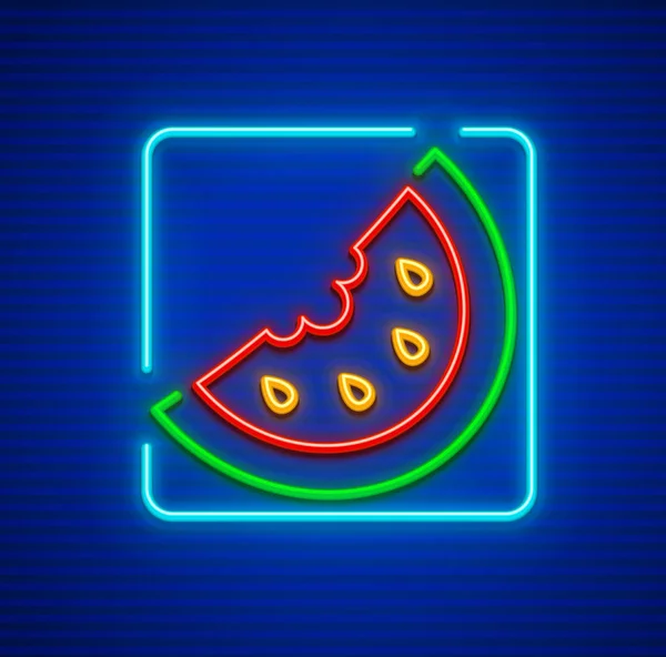 Süße rote Wassermelone Neon Icon-Sektion — Stockvektor