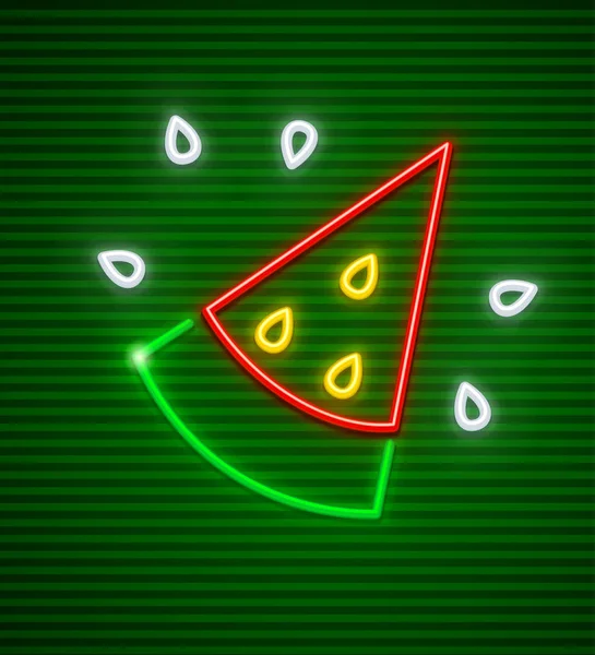 Süße rote Wassermelone Neon Icon-Sektion — Stockvektor