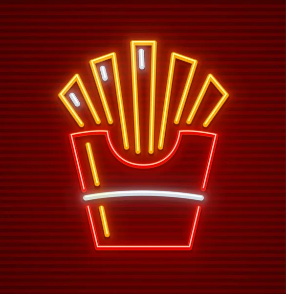 Kağıt bardak neon simgesi Fransız patates