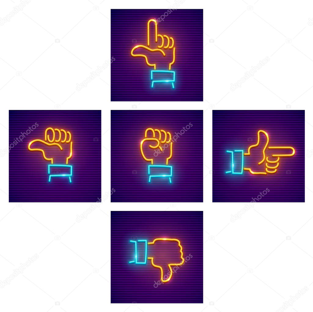 Hands with gestures of directions as arrows