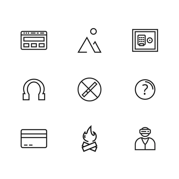 Conjunto de iconos de 9 líneas para interfaz web y de usuario — Vector de stock