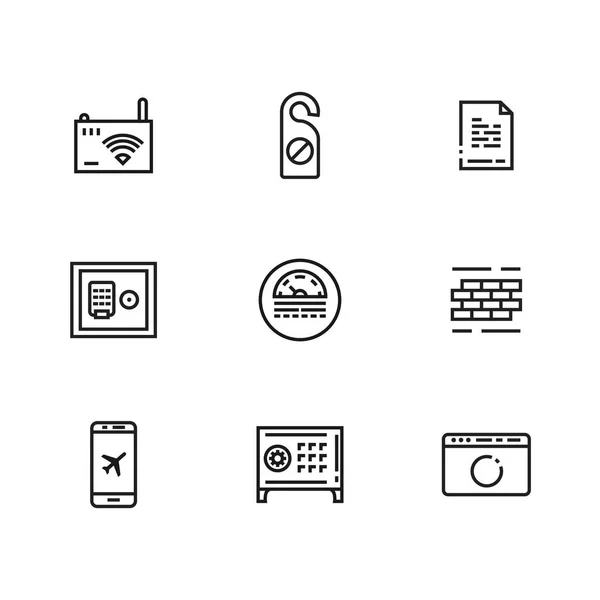 Conjunto de iconos de 9 líneas para interfaz web y de usuario — Vector de stock