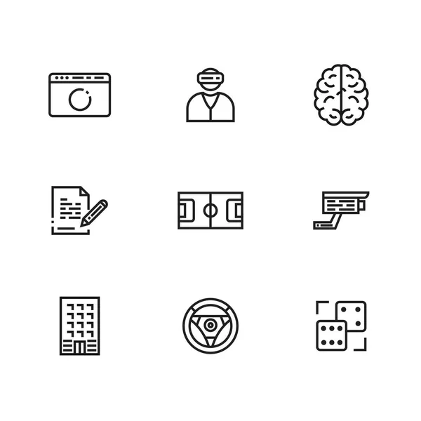 Conjunto de iconos de 9 líneas para interfaz web y de usuario — Archivo Imágenes Vectoriales