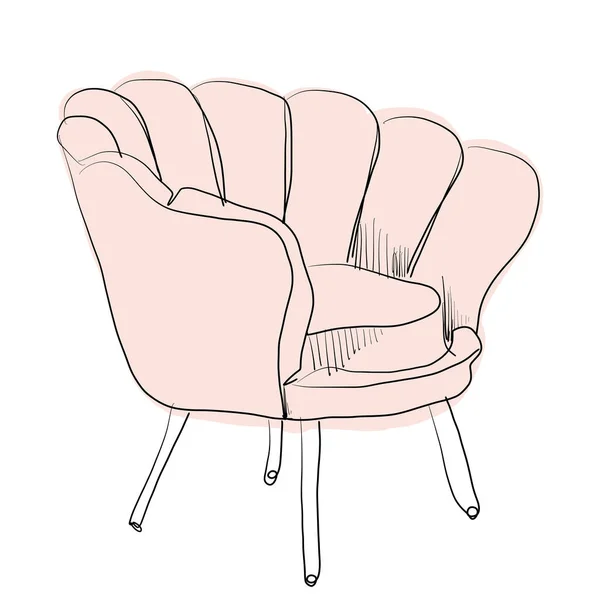 Boceto Del Sillón Silla Dibujada Mano Ilustración Muebles Vectores Diseño — Vector de stock