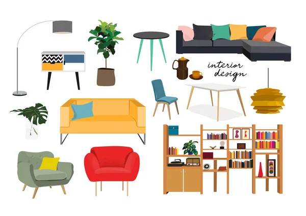 家具收藏 矢量室内设计元素 — 图库矢量图片